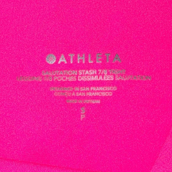 Athleta Salutation Stash 7/8 Hot Pink High Rise Pocket Leggings - Picture 3 of 6